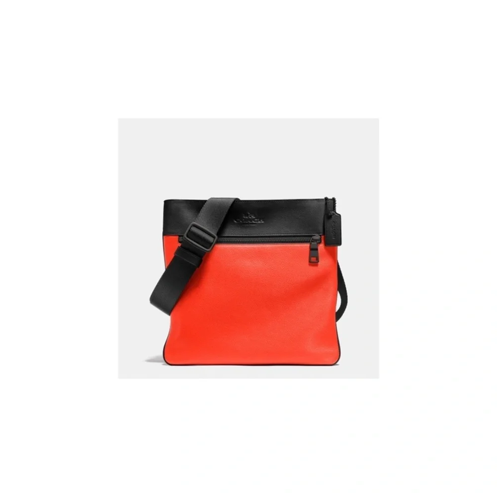 NWT Coach Leather Color Block Crossbody Bag​ Coral/Black